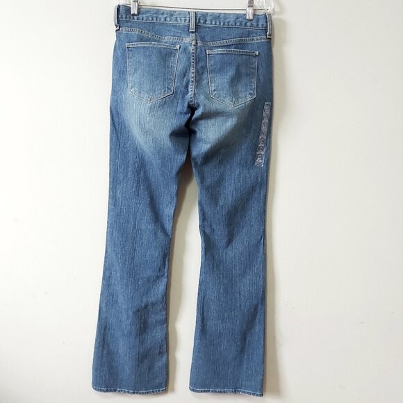 Old Navy Women Flare Jeans Size 8 VTG Low Rise Y2K Long Bell Bottom Blue Denim - Picture 2 of 11